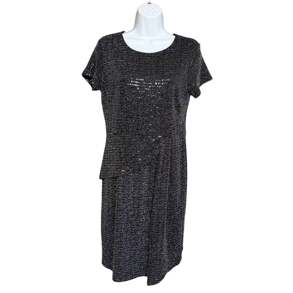 Enfocus Studio Glistening Black Beaded Stretchy Dress Size 8